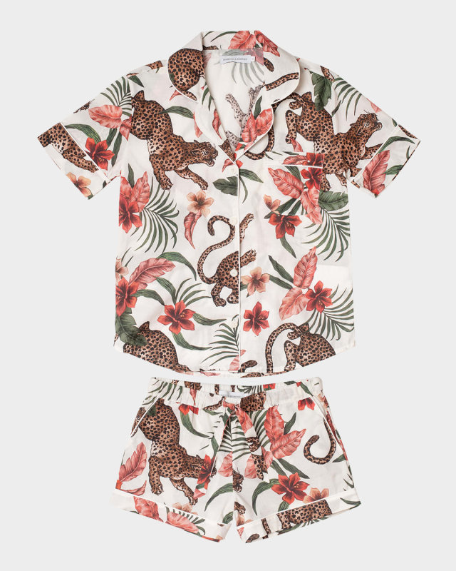 Floral-Print Cotton Short Pajama Set